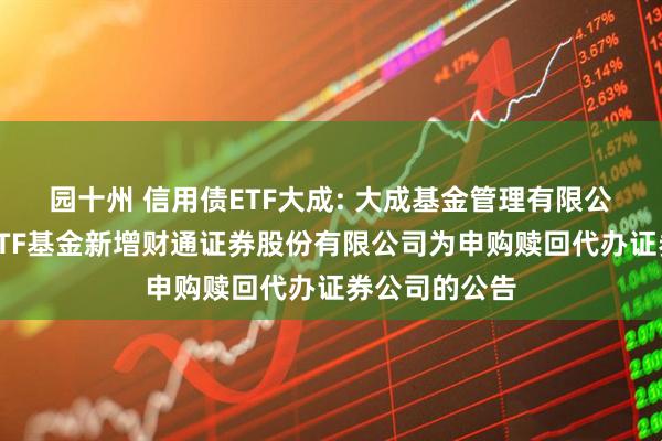 园十州 信用债ETF大成: 大成基金管理有限公司旗下部分ETF基金新增财通证券股份有限公司为申购赎回代办证券公司的公告